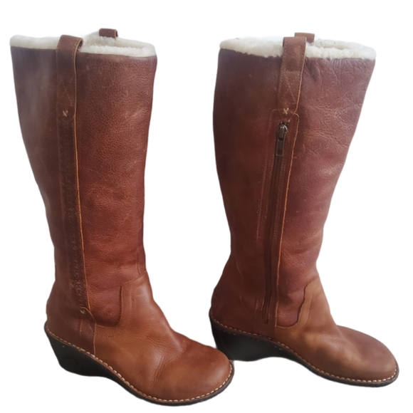 UGG Hartley Leather Boots Chestnut Size 7 - Picture 2 of 14